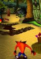 Crash Bandicoot navigates a vibrant jungle path with crates and enemies in a classic level from Crash 1.