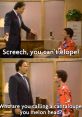 Hilarious TV scene featuring classic insults, "Screech, you can't elope!" and "melon head!" from a comedic exchange.