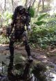 Predator character in a lush forest setting, showcasing impressive FX and costume design inspired by sci-fi aesthetics.