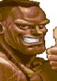 Deejay from Super Street Fighter II, showcasing his iconic smile and thumbs-up gesture, vibrant pixel art style.