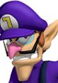 Waluigi, the mischievous character from Mario Kart Arcade GP DX, showcases his iconic purple hat and sly grin.