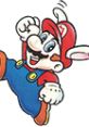 Cheerful Mario with bunny ears, celebrating in Super Mario Land 2: 6 Golden Coins, a classic platformer adventure game.