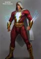 Shazam in his iconic Prime Costume, showcasing vibrant red attire and powerful lightning bolts. Superhero art concept.