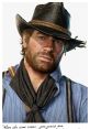 Arthur Morgan with a rugged look, wearing a cowboy hat and scarf, embodies the spirit of the Wild West in Red Dead Redemption 2.