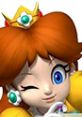 Daisy from Mario Party 6 winking playfully with her signature crown and cheerful expression, showcasing her vibrant personality.