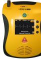 Lifeline PRO defibrillator with clear display, shock button, and manual override for emergency cardiac care.