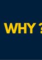 Bold yellow text spelling "WHY?" on a dark blue background, prompting inquiry and reflection on deep questions.