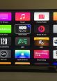 Streaming app interface featuring popular platforms like HBO NOW, Hulu Plus, and Bloomberg TV. Accessibility on smart TVs.