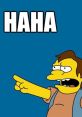 Nelson Muntz laughing and pointing with "HA HA" text, capturing the joy of humor and playful ridicule. Perfect for memes!