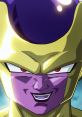 Frieza's menacing smile showcasing his distinctive golden and purple appearance, a key character from the Dragon Ball series.