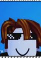 Roblox character with sunglasses and spiky hair, embodying a playful, scary teacher vibe in a vibrant blue background.