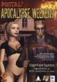 Postal 2 Apocalypse Weekend cover art featuring characters in a humorous, dark-themed setting promoting the game expansion.