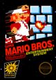 Cover art of Super Mario Bros for NES, featuring Mario in action against a brick wall with fireball, iconic retro gaming visuals.