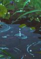 Raindrop splashes in a serene pond surrounded by lush greenery, perfect for a relaxing mood in the Carson meme Discord server.