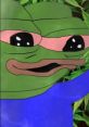 Pepe the Frog with red eyes in front of leafy green background, humorously expressing a relaxed vibe.