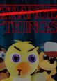 Chica plush from FNAF features prominently alongside a parody of Stranger Things, blending horror and nostalgia.