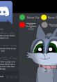 Cartoon cat character guiding Discord status usage with clear indicators for communication preferences in gaming communities.