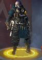 Caustic character in Apex Legends, showcasing a rugged design with gas mask and spikes, highlighting his toxic expertise.