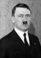 Portrait of Adolf Hitler, featuring his distinctive mustache and formal attire against an ornate background.