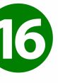 Green circle featuring the number 16 prominently displayed in white, symbolizing age ratings or categories.