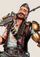 Futuristic character Fuse from Apex Legends, sporting a muscular build, tactical gear, and a confident expression.