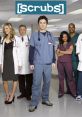 Main cast of the show "Scrubs" in a hospital setting, showcasing diverse medical uniforms and their camaraderie.