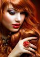 Elegant woman with striking red hair, bold makeup, and a decorative ring, exuding a confident and fierce attitude.