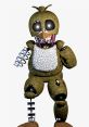 Tjoc FNAF character standing with visible mechanical features and damaged parts, showcasing a unique design and eerie aesthetic.