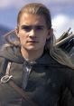 Legolas with long hair and elven attire, showcasing his fierce determination and skill as an archer in Middle-earth.