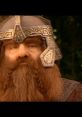 Gimli, the fierce dwarf warrior from "The Lord of the Rings," showcasing his iconic braided beard and battle armor.