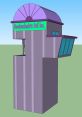 Iconic building of Doofenshmirtz Evil Inc. featuring a whimsical design and vibrant colors, a staple in the animated series.