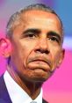 Barack Obama speaking at an event, displaying a thoughtful expression against a colorful background.