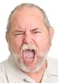 Angry elderly man with a gray beard passionately shouting, capturing the essence of a Russian Chupachups Grandpa character.