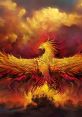 Majestic phoenix rising from flames, symbolizing rebirth and strength, set against a dramatic sunset sky.