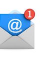 Blue email envelope with a notification icon highlighting one new email alert. Ideal for email notifications context.