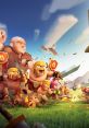 Clash of Clans characters charge into battle, wielding swords and ready to conquer opponents on a vibrant battlefield.