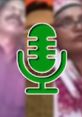 Microphone icon overlay with blurred background of people, capturing the essence of fun in Pakistani memes and humor.