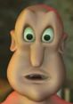 Globglogabgalab character with large eyes and distinct facial features, expressing surprise in a whimsical setting.