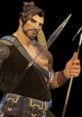 Hanzo stands confidently, wielding his bow with intricate tattoos and a focused expression, embodying the spirit of a skilled archer.