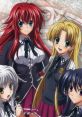 Group of female characters from Dxd with distinctive hairstyles and school uniforms, showcasing vibrant anime style.