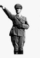 Historical figure in military uniform, gesturing with raised arm, associated with early 20th century European politics.