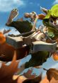 Hoodwink from Dota 2 leaps through autumn leaves, wielding a crossbow with a playful yet determined expression.