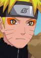 Naruto Uzumaki with whisker marks and determined expression, wearing a ninja headband against a natural background.