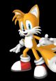 Tails, the iconic yellow fox from Sonic, poses playfully with his double tails and signature red shoes, showcasing his charm.