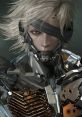 Cybernetic character with metallic armor and blonde hair, inspired by the Metal Gear series' futuristic aesthetic.