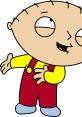 Stewie Griffin, the iconic character from Family Guy, with a mischievous grin in red overalls and a yellow shirt.