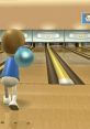 Mii character bowling in Wii Sports, focusing on the lanes and bowling ball, showcasing the fun of virtual sports gaming.