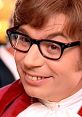 Austin Powers character in glasses, showcasing his iconic mischievous smile and 1960s retro style. Fun and groovy vibe.