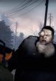 Confronting a massive Infected in Left 4 Dead amidst eerie fog and twisted trees, emphasizing survival horror.