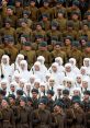 Uniformed Russian soldiers in formation, showcasing historical military attire and discipline during a ceremonial event.